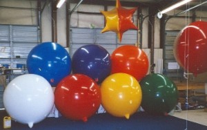 giant helium balloons in assorted sizes and colors